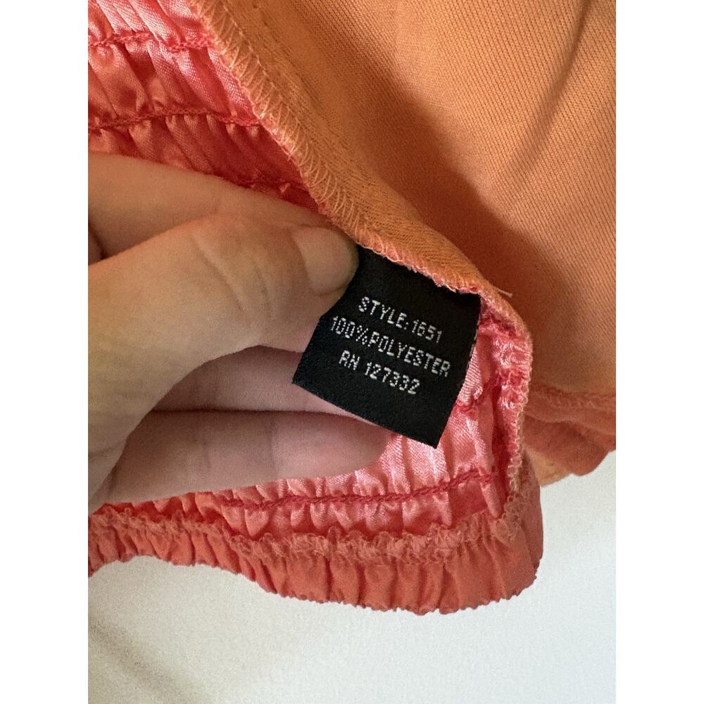 Vintage Y2K Sherbet Orange & pink Coral Corset Top Smocked Ruffle Blouse Large - Picture 4 of 8